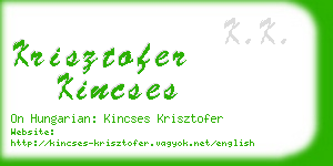 krisztofer kincses business card
